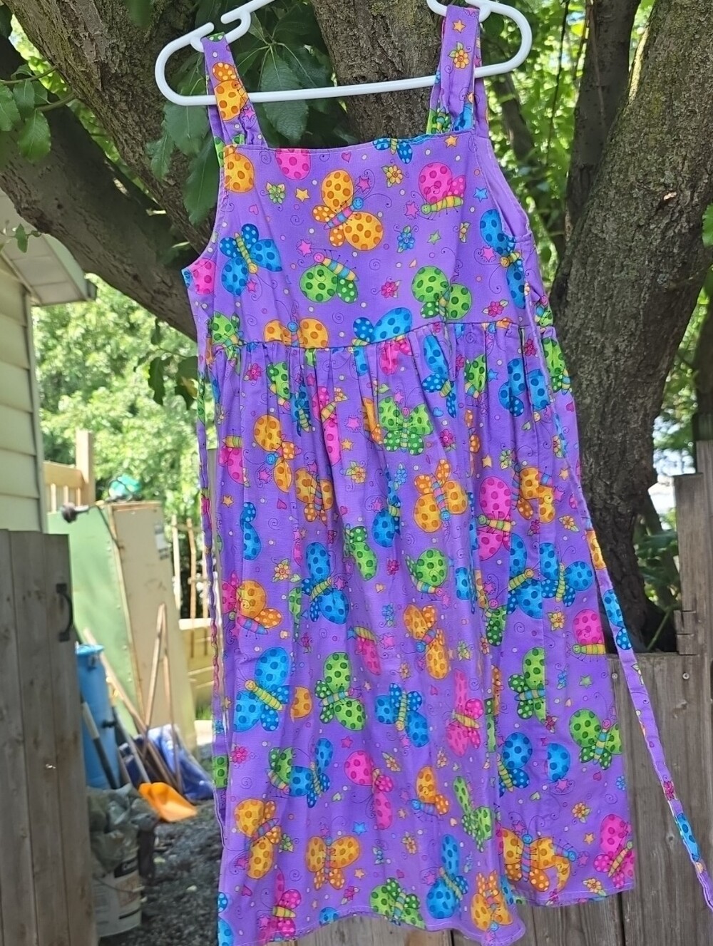 Purple Butterfly Print Girls' Sundress